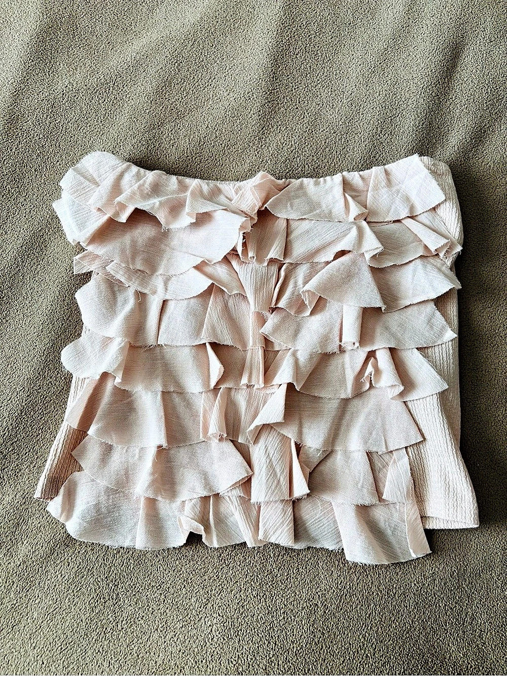 ZARA Pink Ruffle Tube Top Crop Top Pink Medium NWT